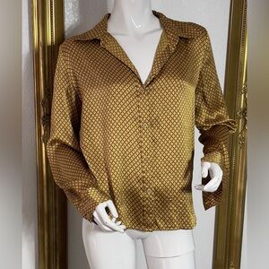 💯Silk Mossimo Supply Co. Gold and Black Diamond Pattern Shirt